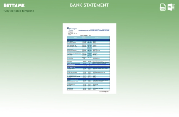 Модерен стил САД JP Morgan Chase банкарски ексел шаблон